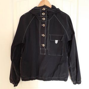 Tommy Hilfiger All-Condition Gear Hooded Pullover w/Buttons Blue Size M